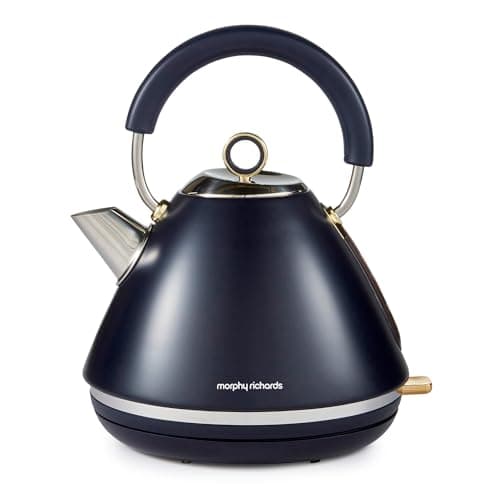 Image of Morphy Richards Accents Pyramid Kettle, Soft Gold Collection, 1.5L, 3KW Rapid Boil, Removable Filter, 360 Cordless Base, Easy View Water Window, Navy, 102045
