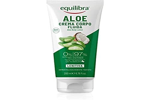 Image of Equilibra Corpo Aloe Fluid Body Cream, Aloe Vera-Based Body Cream, Coconut Oil and Vitamin E, Ideal for Dry Skin, Calming Effect, Quick Absorption, Non-greasy, 200 ml
