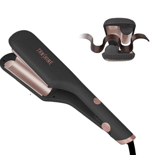 Image of TANSHINE 32mm Hair Waver Crimper for Women,Mermaid Beach Waver Hair Curler,Wave Curling Iron with 5 Heat Setting Anti-Scald for Wide Deep Waves,Black