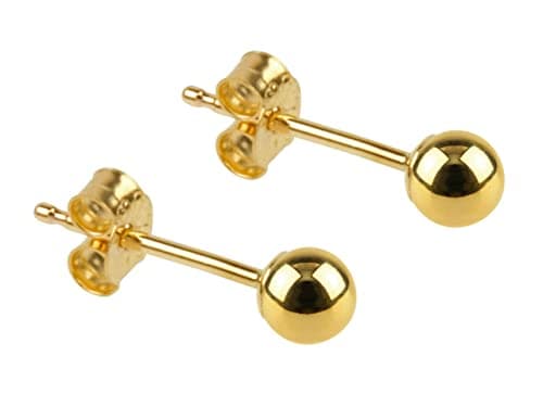 Image of KUTEZY JEWELLERY - 4mm 18K Gold Plated Ball Stud Earrings on 925 Sterling Silver