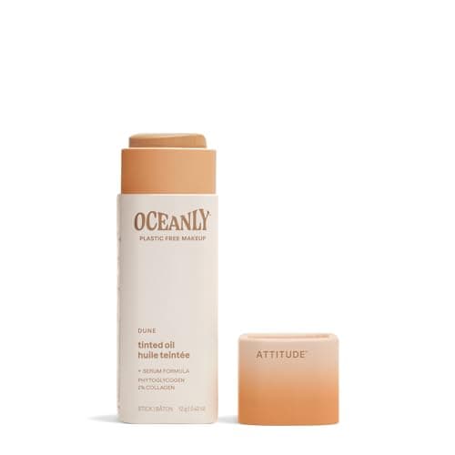 Image of ATTITUDE Oceanly Light Coverage Face Tinted Oil Stick, EWG Verified, Titanium Dioxide-Free, Vegan Tinted Moisturizer, Plastic-Free, Dune, 12 grams