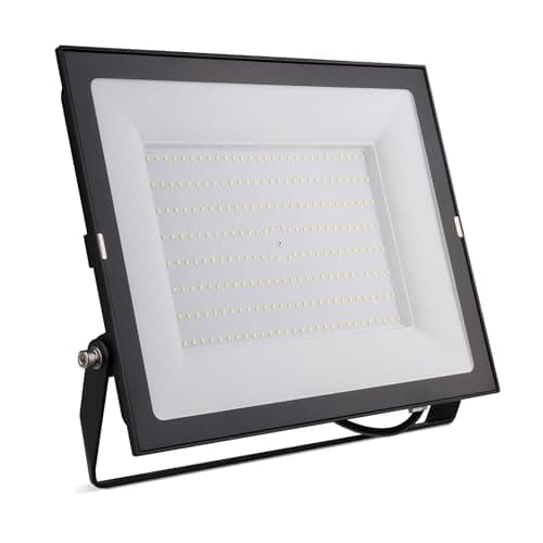 Image of Bright Source LED Floodlight, IP65, 150W, 17800lm, 120° Beam Angle, 6500K Daylight White, Black, with Adjustable Tilt Mounting Bracket & 1m Lead Wire
