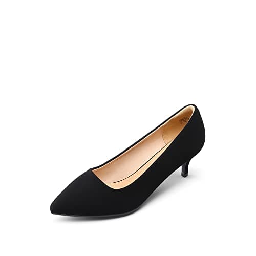 Image of DREAM PAIRS Women's Kitten Heels Pointed Toe Dress Court Shoes Moda,Size 6,Black/Suede,Moda