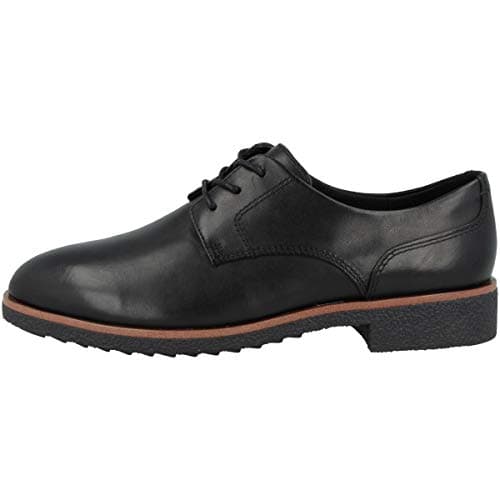 Image of Clarks Griffin Lane Leather Shoes In Black Standard Fit Size 3