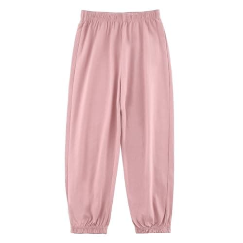 Image of BINIDUCKLING Kids Unisex Plain Jogger, Cotton Pull-on Jogging Pants Classic Elasticated Cuff Tracksuit Bottoms Casual School Trousers for Boys Girls (Light Purple,120/5-6Years)