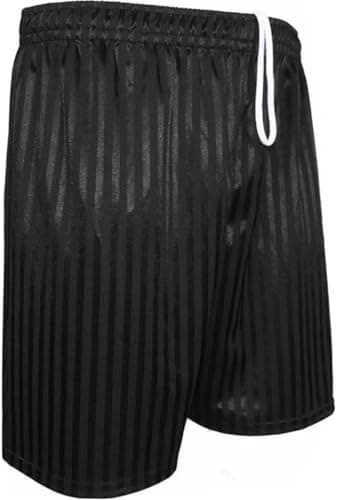 Image of 22YardsPro Boys Girls & Adults Shadow Stripe School Sports Football Rugby PE Shorts UK (Black, 13-14 Years)