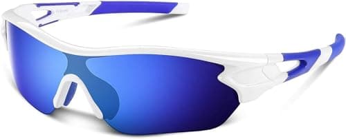 Image of BEACOOL Polarized Sports Sunglasses for Men Women Youth TAC Glasses UV400 Protection Cycling Running Driving Fishing Golf Motorcycle Baseball,White Blue