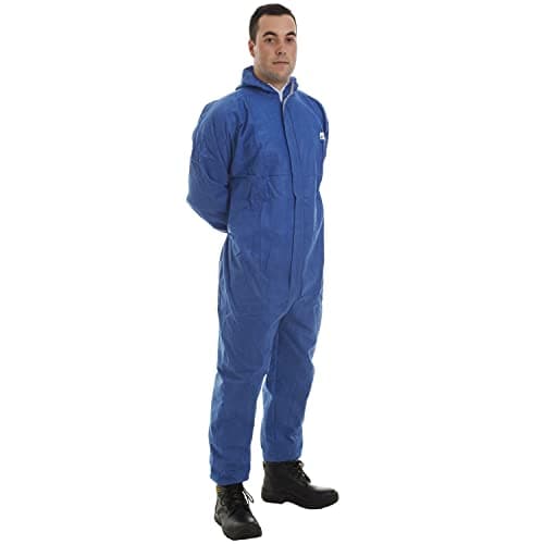 Image of Expert Workwear Disposable SMS Coverall CAT 3 Type 5/6 Hooded Overall Protective Suit Boilersuit Hygiene Paint