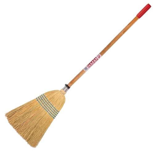 Image of Red Gorilla Traditional Corn Broom with Natural Straw Bristles Outdoor Indoor Sweeping Brush for Yard Stable Garden1.2m (Short Broom Small Head 30cm x 43cm)