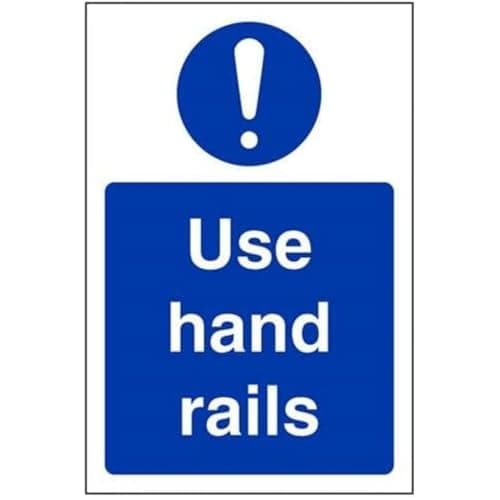 Image of V Safety Use Hand Rails Sign - 100mm x 150mm - 1mm Rigid Plastic