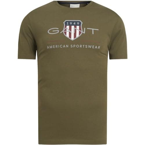 Image of GANT Men's Reg Shield SS Archive Logo T-Shirt, Juniper Green, XXXX-Large