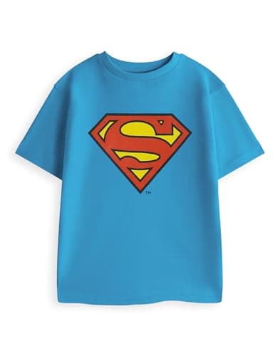 Image of DC Comics Superman Boys Blue Short Sleeved T-Shirt | Classic Logo Graphic Tee for Casual Wear | Crew Neck Top | Kids Comics Merchandise - 11-12 Years