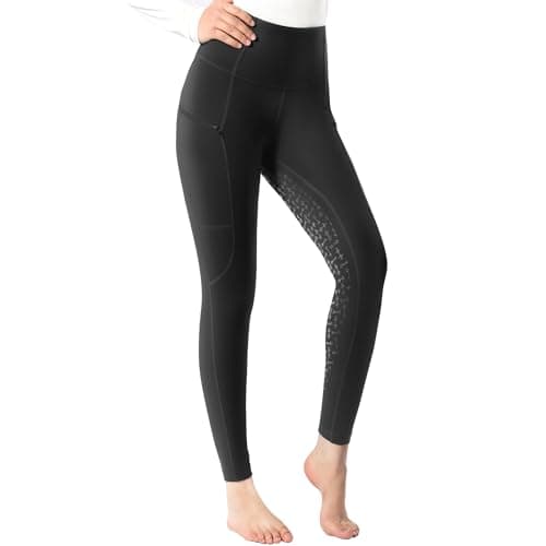 Image of Harrison Howard Women's Full Seat Riding Tights Silicon Grip Horse Riding Tights Active Riding Equestrian Breeches, Classic Black, S