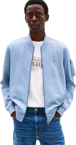 Image of Tommy Hilfiger Men’s Essential Bomber Jacket with Zip, Blue (Brisk Blue), S