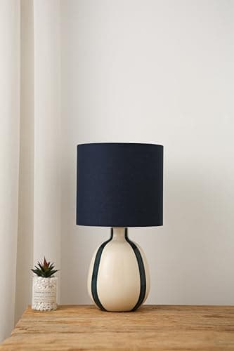 Image of Toga Ceramic Striped Lamp in Green, Blue, Black or Grey Colour Options (Blue)