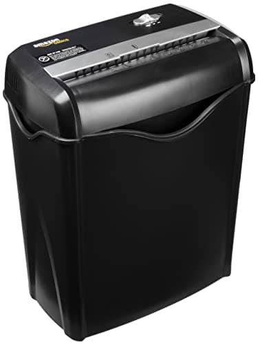 Image of Amazon Basics 5-6 Sheet Cross Cut Paper and Credit Card Shredder with 14.3L Bin for Business & Home Office Use with Reverse Function, Black
