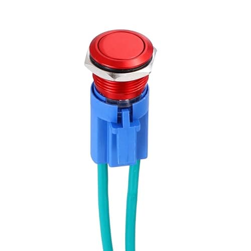 Image of DMiotech 1 Pcs 16mm / 5/8" Push Button Switch, IP67 1NO 0-250V 20A Momentary Latching Push Button Starter Light Switch Self-locking, Aluminum Alloy Flat Head Red