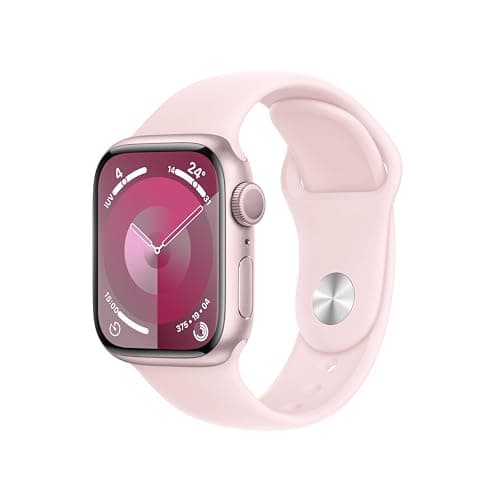 Image of Apple Watch Series 9 (GPS, 41MM) - Pink Aluminum Case with Pink Sport Band, M/L (Renewed)
