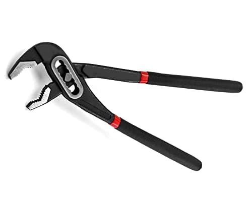 Image of QWORK® 250mm Water Pump Plier - 85mm Max Jaw Opening, Non-Slip Rubber Grip - Quick Change Adjustable Plier