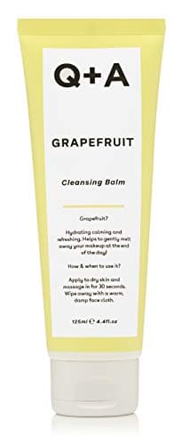 Image of Q+A Grapefruit Cleansing Balm (125ml), Natural Makeup Remover with Cocoa Butter and Squalane, Hydrating Face Cleanser, Skincare for All Skin Types, Cleanse and Moisturise Skin