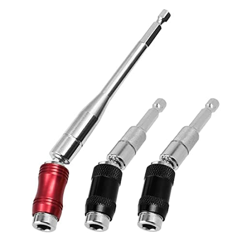 Image of Saipor 3PCS Adjustable Pivot Bit Holder Magnetic Pivoting Bit Tip Holder 1/4" Hex Shank Drill Bit Extension Quick Release Flexible Screw Drill Tip Extension Rod for Tight Spaces/Corners (88mm+145mm)