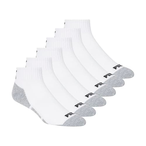 Image of PUMA Men's 6 Pack Quarter Crew Men s Socks, White/Grey Detail, 10-13