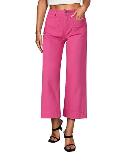 Image of Vetinee Petite Jeans Ladies Cropped Jeans Hot Pink Size Small Fits UK Size 8 to UK Size 10