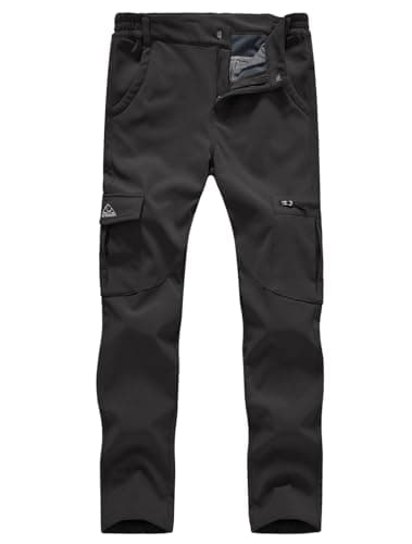 Image of donhobo Women's Outdoor Softshell Trousers Winter Fleece Lined Walking Trousers Waterproof Windproof Hiking Pants Black S