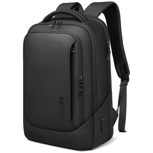 Image of Mens Business Laptop Backpack for 15.6 Inch Large Rucksack with Charging Port Computer Work Bag Durable Anti-Theft Lightweight Laptop Bag Water-Resistant Casual Daypack for Travel Office College-Black