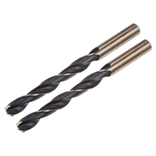 Image of sourcing map 2pcs Jobber Drill Bits 12mm (0.472") Black Nitride & Gold Titanium Coated M2 High Speed Steel (HSS) Twist Drill Bits for Stainless Steel Aluminum Alloy Metal