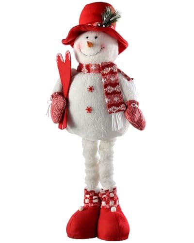 Image of WeRChristmas Snowman with Extendable Legs Christmas Decorations, 46-71 cm - Red/White