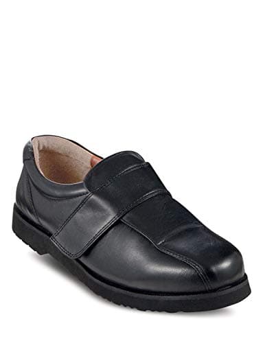 Image of Chums Men's Leather Wide Fitting Shoes Wide Opening for Easy Access Touch Fastening for Comfortable Fit Black 10 UK