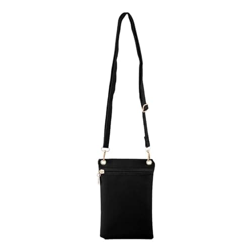 Image of wellrun Small Crossbody Phone Bag for Women,Soft PU Leather Mobile Phone Pouch,Lightweight Shoulder Wallet with Zipper for Travel Shopping Daily Use(Black)