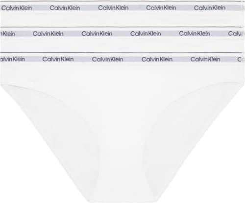 Image of Calvin Klein Women’s 3 Pack Cotton Bikini Briefs with Stretch, White (White/White/White), L