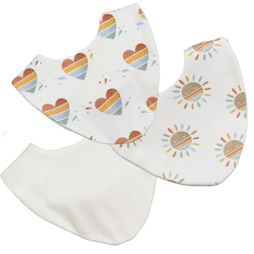 Image of Bibbilyboo Waterproof Baby Dribble Bib, 3 Pack, 0-2 Years - Highly Absorbent & Naturally Antibacterial - Adjustable, Waterproof & Breathable Fabric - Award Winning Teething Bibs (Sunshine & Rainbows)