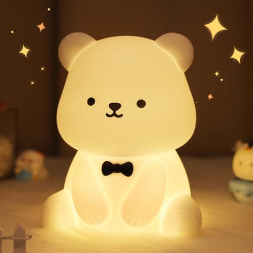Image of YuanDian Bear Night Light with 8 Color Lights, Gift for Adults Teens and Babies, Decorate Kids' Bedroom with Cute Silicone Bear Nightlights, Christmas Birthday Gift for Children and Toddlers