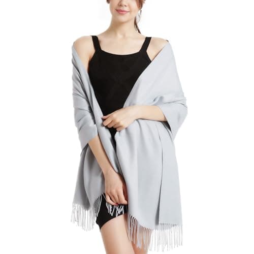 Image of vimate Pashmina Scarves and Wraps, Women Soft Pashmina Shawls for All Seasons(UK-Silver Grey)
