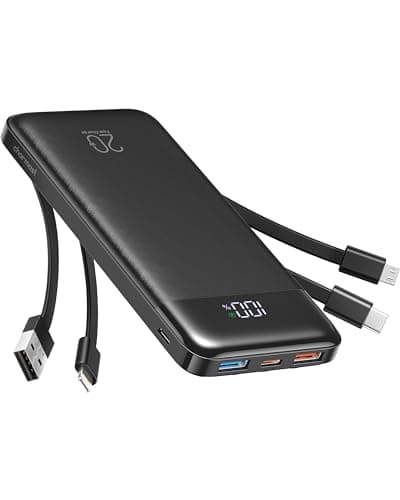 Image of Charmast 20000mAh Power Bank with 4 Built-in Cables, 22.5W Fast Charging Portable Charger for iPhone, Android, iPad, No Extra Cords Needed for Travel, Work, Emergency