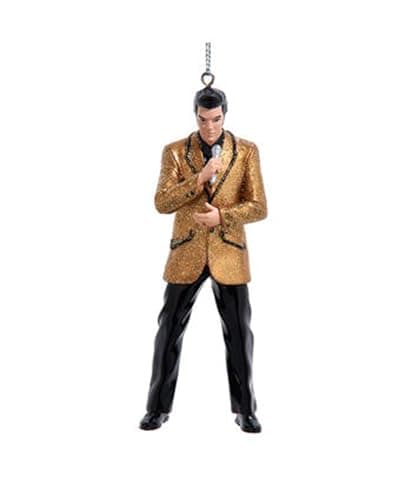 Image of Elvis Presley Christmas Ornament Officially Licensed Gold Jacket Singer Christmas Tree Decoration - 4.5 Inch