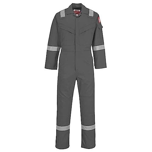 Image of Portwest FR50 Men's Reflective Flame Resistant FR Anti-Static Coverall Arc Proof Overalls 350g Grey, L