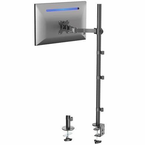 Image of VIVO Extra Tall Single Monitor Desk Mount Stand 39 inch Pole. Features Full Adjustability - Tilt and Articulation, Holds 13 to 32 inch Screens up to 22 lbs with VESA Mounting, Black, STAND-V011