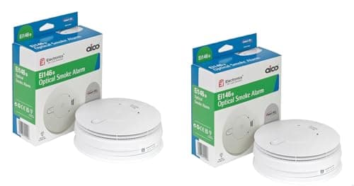 Image of Aico EI146e Set of 2 Mains Hard Wired Smoke Alarms with 9V Battery Back Up , White