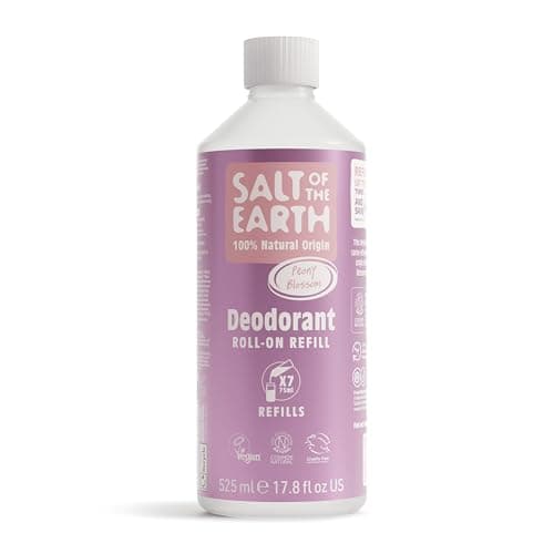 Image of Salt of the Earth - Natural Deodorant Roll on Refill - x7 Uses - Peony Blossom -100% Natural Origin Ingredients - Vegan - Suitable for Men, Women & Children - 525ml