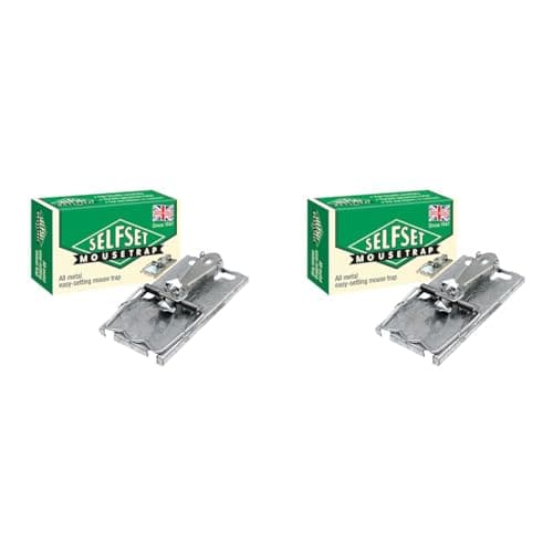 Image of Selfset Mouse Trap, Kills Mice, Galvanised Metal, Strong, Quick Snap and Hold (Pack of 2)
