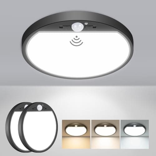 Image of slochi 2PACK LED Ceiling Light with Motion Sensor, 3000K-4000K-6500K & 100W Equivalent Motion Sensor Lights Indoor, 18W 1800LM 18cm Bathroom Ceiling Light for Bath,Porch,Stairs,Garage