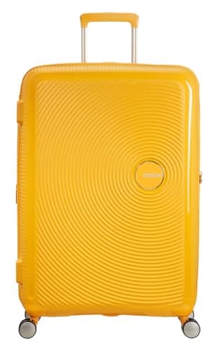 Image of American Tourister Soundbox - Hard Shell Suitcase 77 cm Large - Trolley Suitcase with 4 wheels, TSA Lock, Expandable & Light - 97/110 L - Yellow (Golden Yellow)