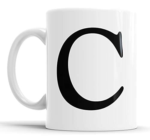 Image of Faithful Prints Alphabet Mug Letter Mugs Initial Coffee Cup Birthday Fathers Day Gift (Letter C)