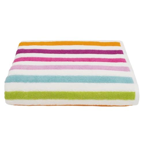 Image of Allure Cali Multi Striped Bath Sheet 90 x 150cm, 100% Cotton – Super Soft, Absorbent, Quick Dry Multicoloured Stripe Extra Large Bath Towel