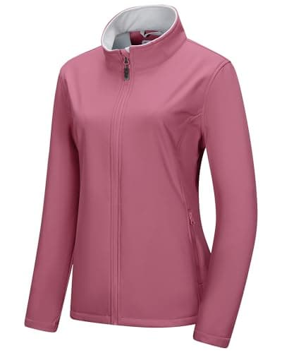 Image of 33,000ft Women's Softshell Jacket Warm Fleece Lined Windbreaker Lightweight Waterproof Rain Jacket for Running Golf Hiking Beetroot L