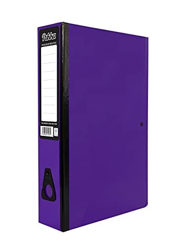 Image of Pukka Foolscap A4 Glossy Box Files with Document Clip & Push Lock School Work Office 70mm Spine File Organiser (Purple)